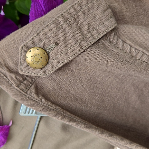 DEMOCRACY EUC Army Green jacket w Beige crochet back panel SZ. 2X - Picture 7 of 11